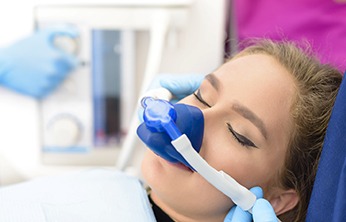 Woman relaxing with nitrous oxide sedation