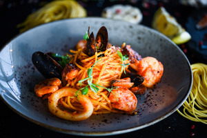Close-up of a plate of seafood